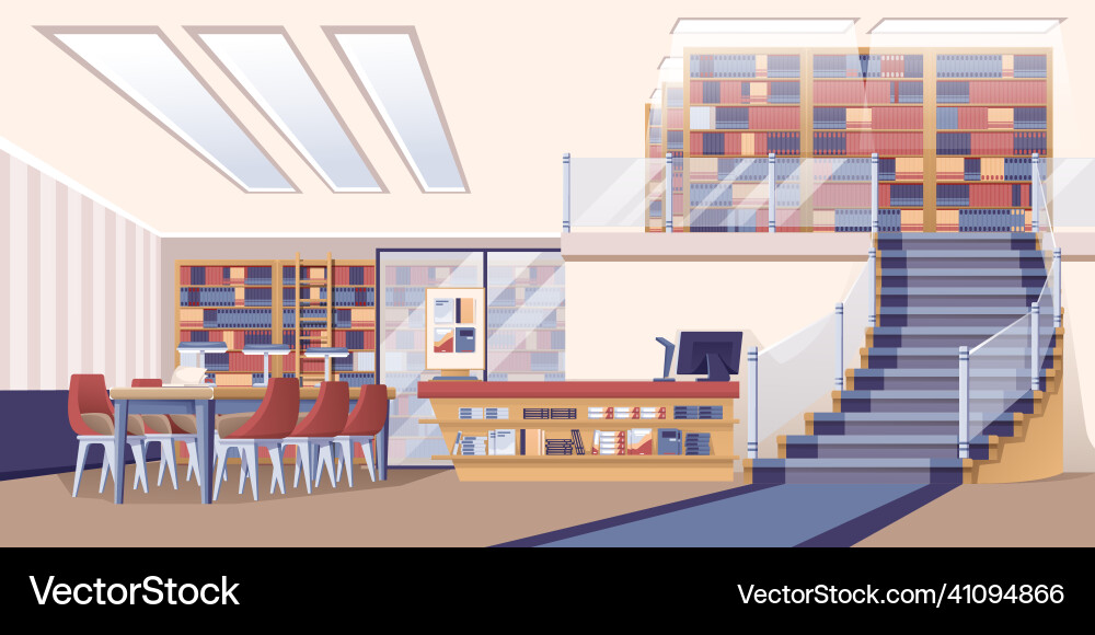 Modern Library Interior Royalty Free Vector Image