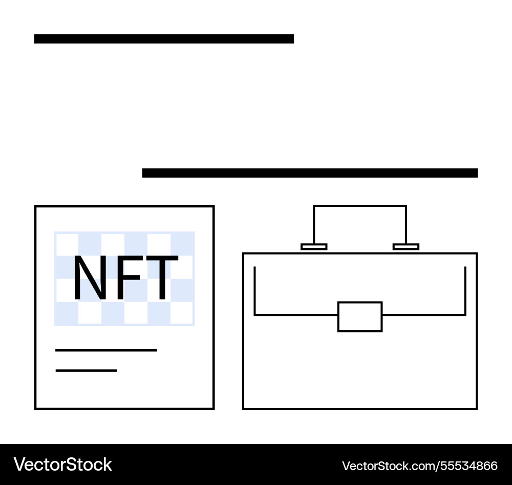 Nft document with briefcase representing vector image