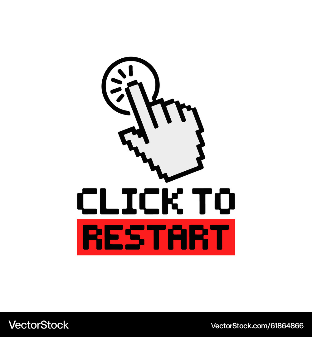 Pixel Art Gaming Restart – Royalty-Free Vector | VectorStock