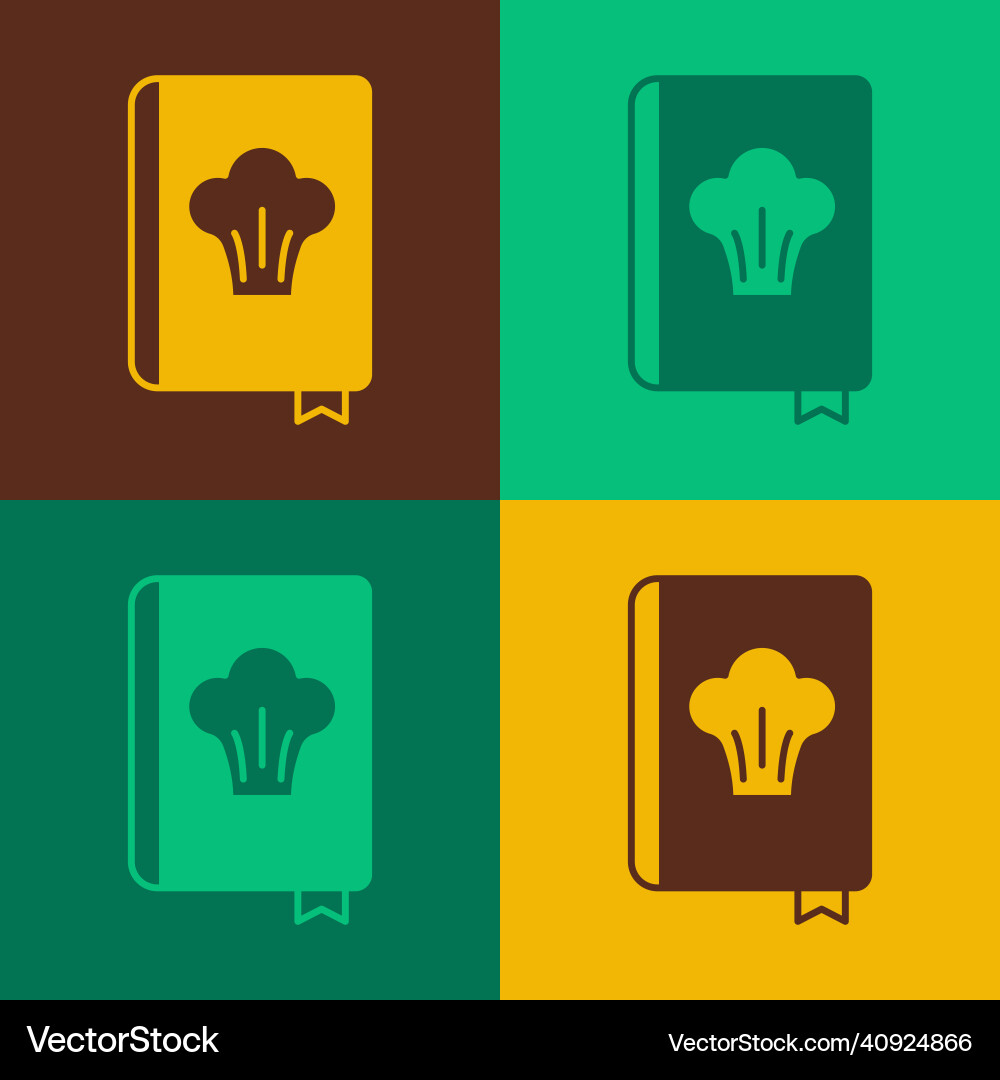Pop art cookbook icon isolated on color background Pop art cookbook icon isolated on color background Vector Image