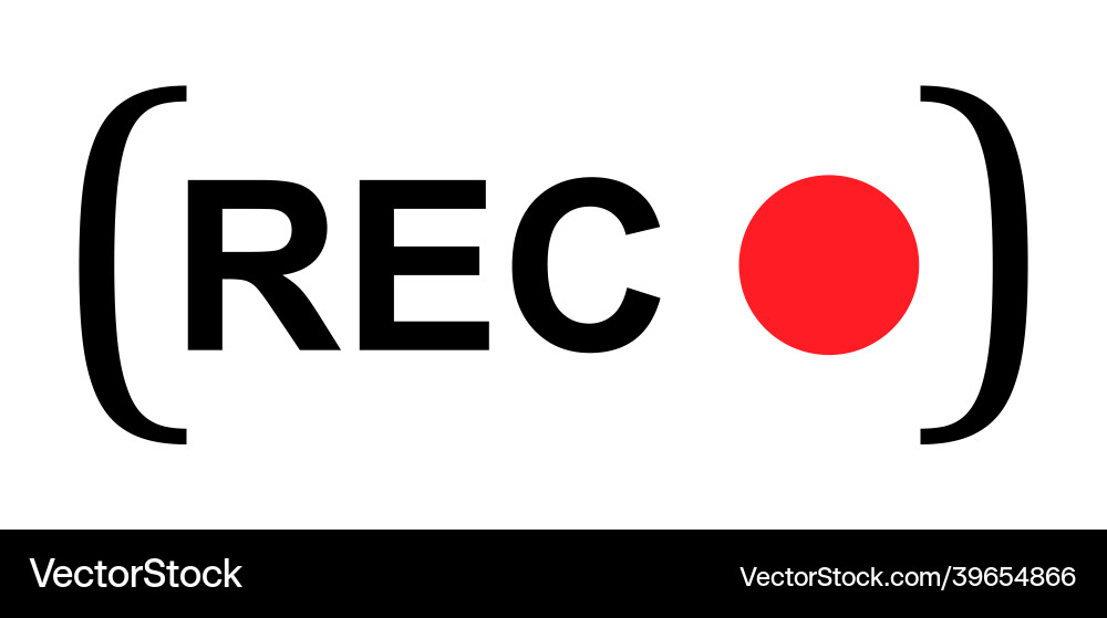 Recording sign button red app panel rec symbol vector image