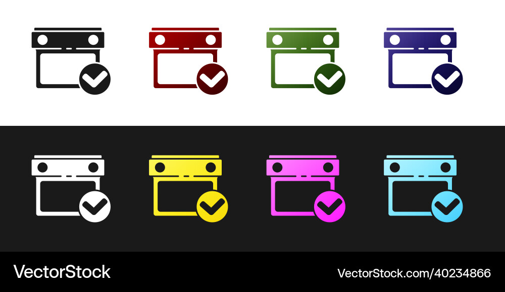 Set calendar with check mark icon isolated vector image