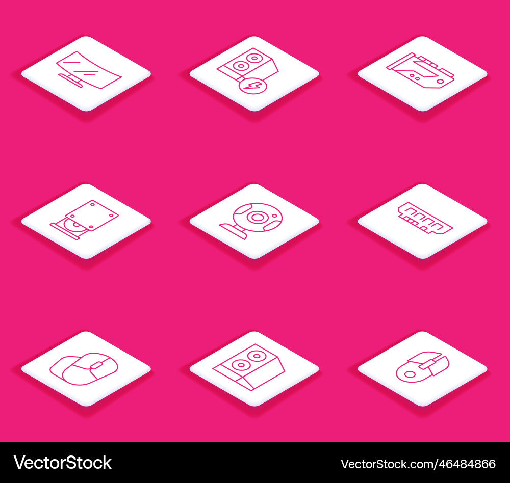 Set line computer monitor screen case Set line computer monitor screen case vector image