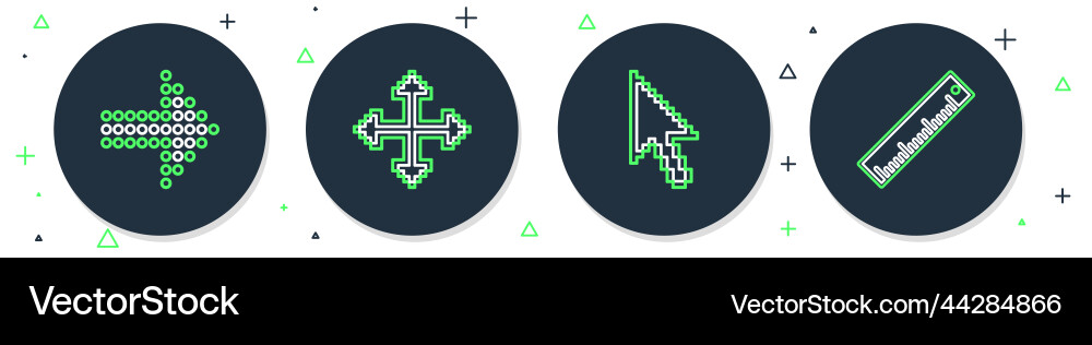 Set line pixel arrows in four directions cursor Set line pixel arrows in four directions cursor Vector Image