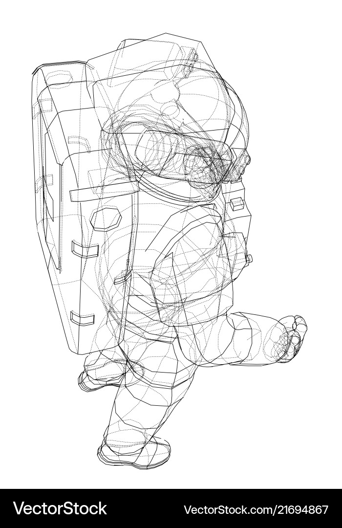 Astronaut Wireframe Rendering vector image