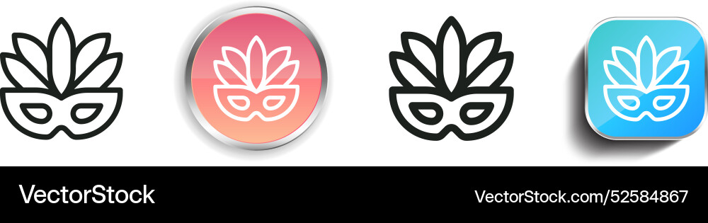 Carnival mask icon thin linear regular and button vector image