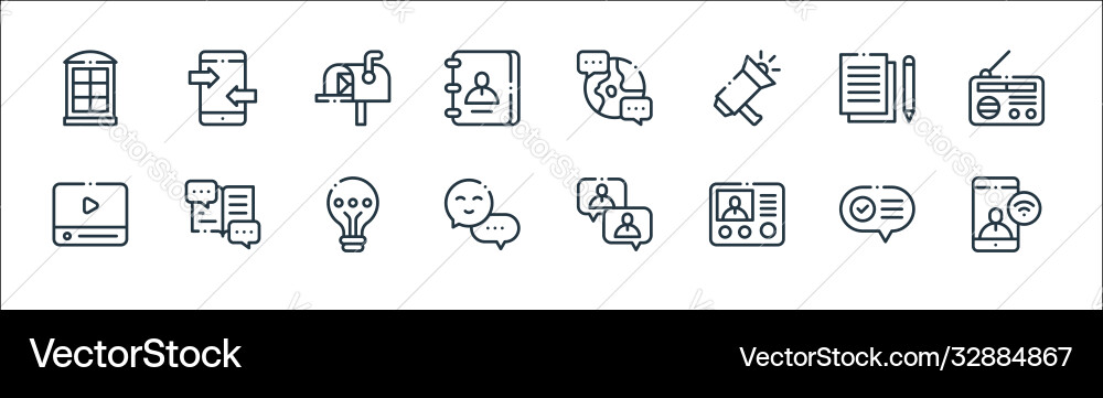 Communication line icons linear set quality Communication line icons linear set quality vector image