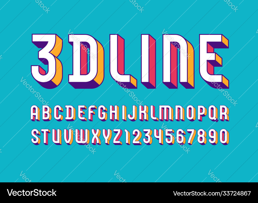 Dynamic 3D Alphabet Font Set vector image