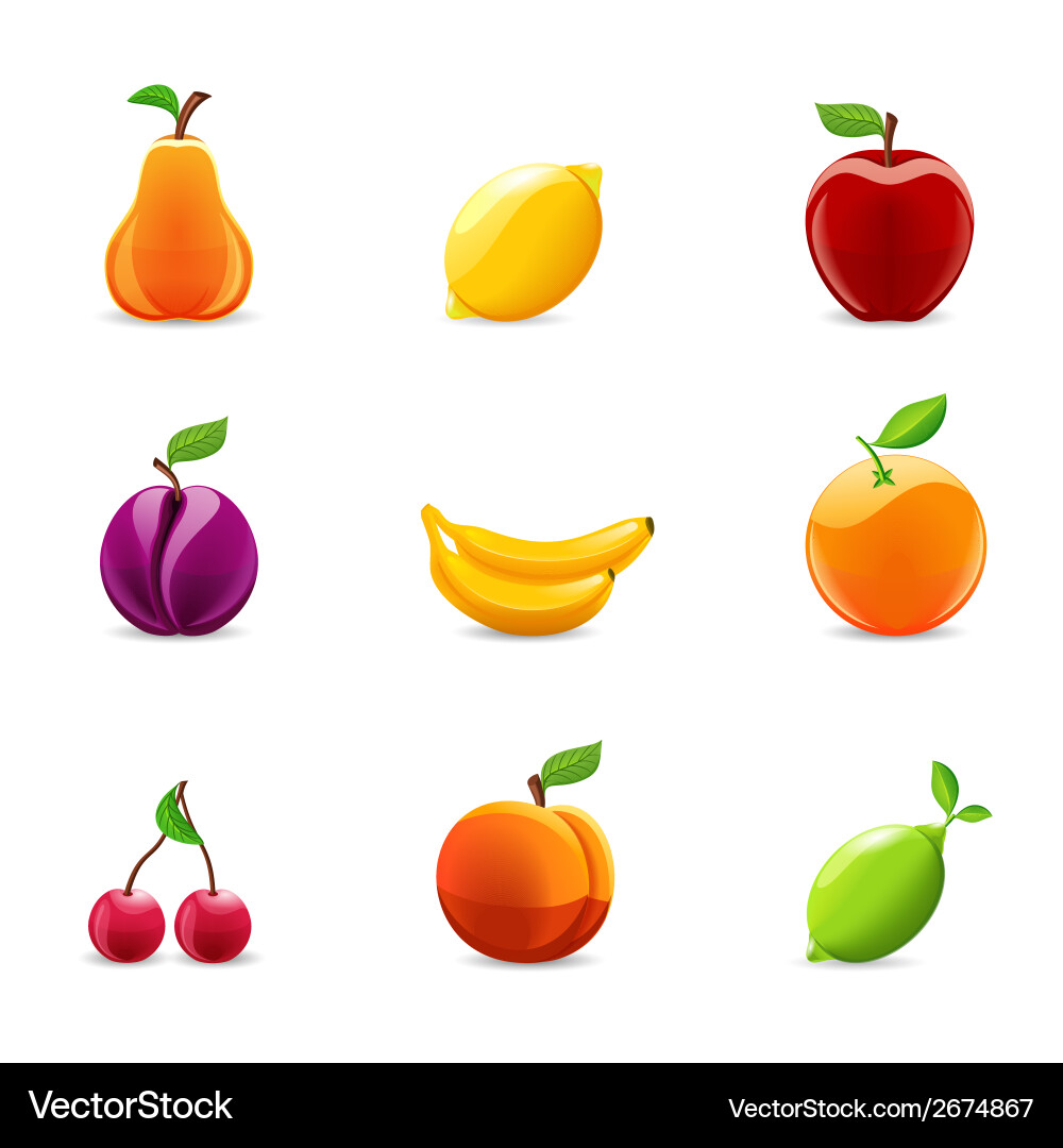 Fruit Icon Set - Colorful Fruits Vector Image