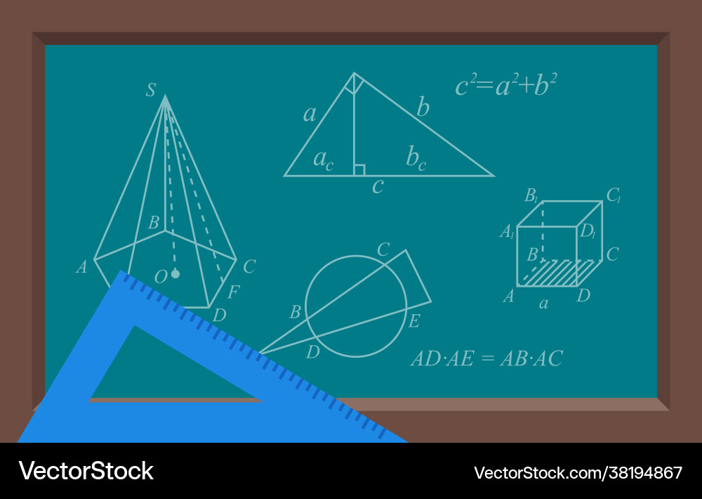 Geometry Lesson with Ruler and Triangle vector image