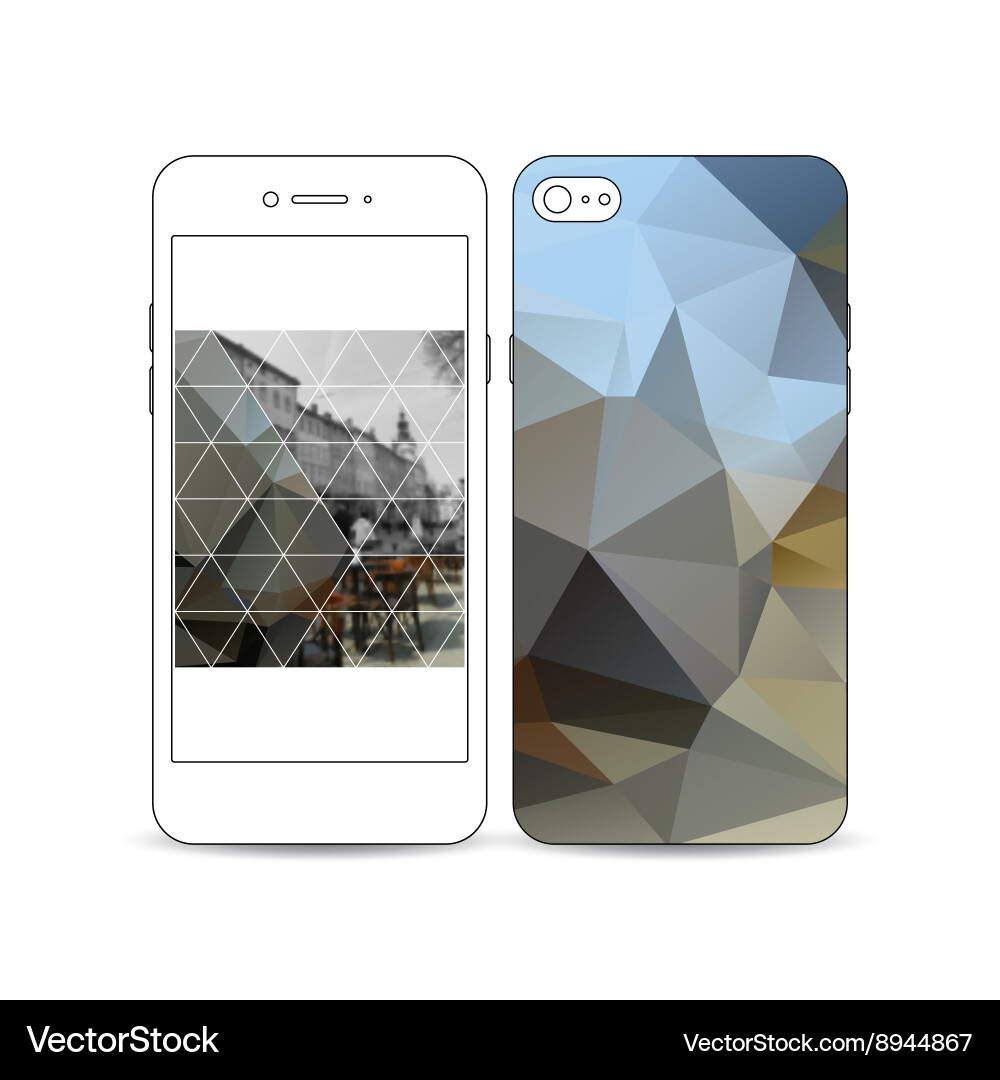 Mobile smartphone with an example of the screen vector image