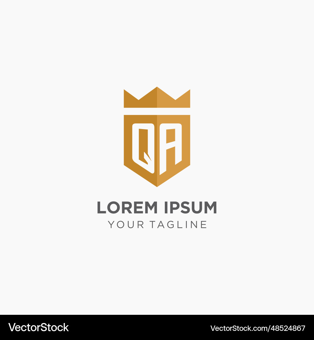 Monogram qa logo with geometric shield and crown Vector Image