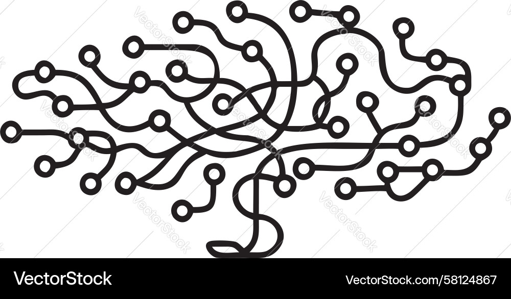 Neural Network Circuit Brain Vector Image
