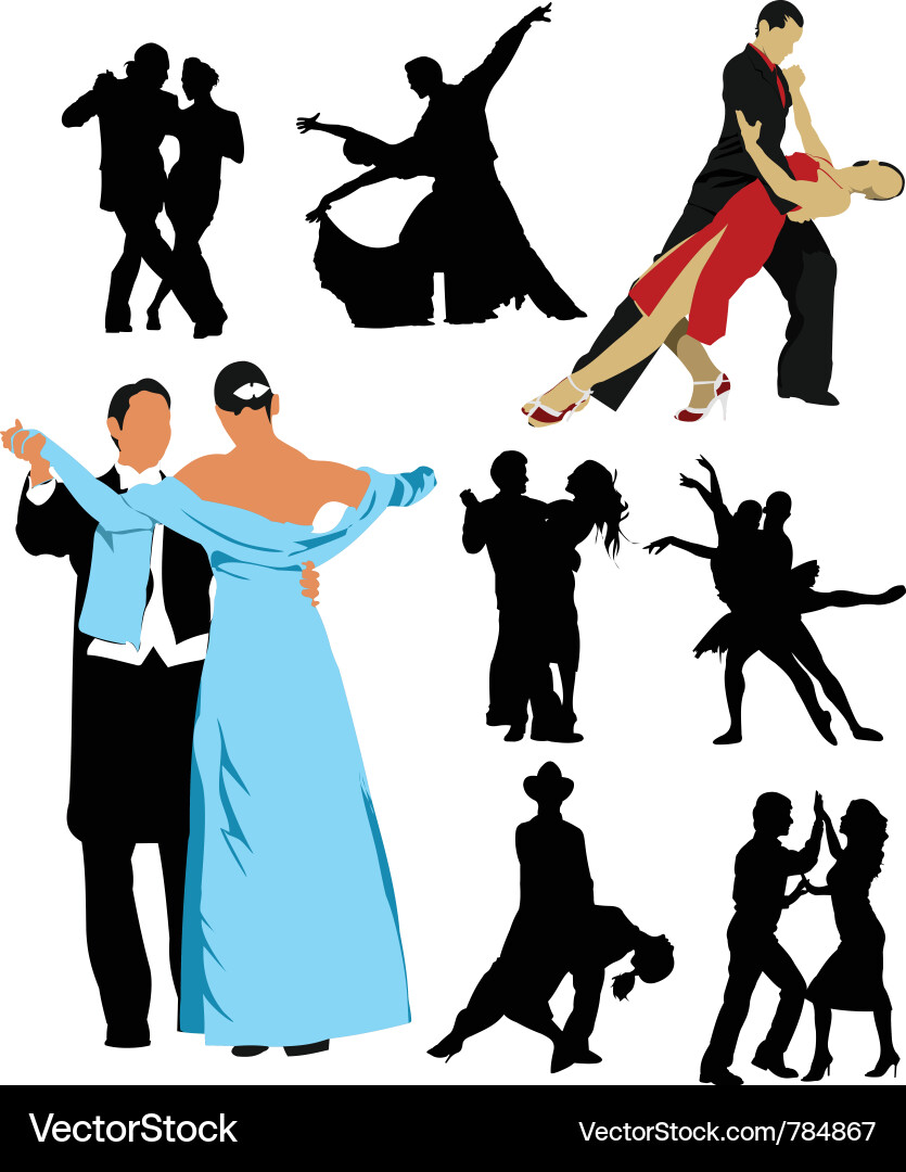 Romantische Ballsaal Tanz Silhouette Vektorbild