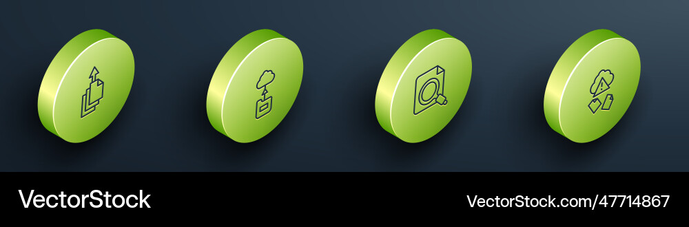 Set isometric line data export cloud technology Set isometric line data export cloud technology vector image
