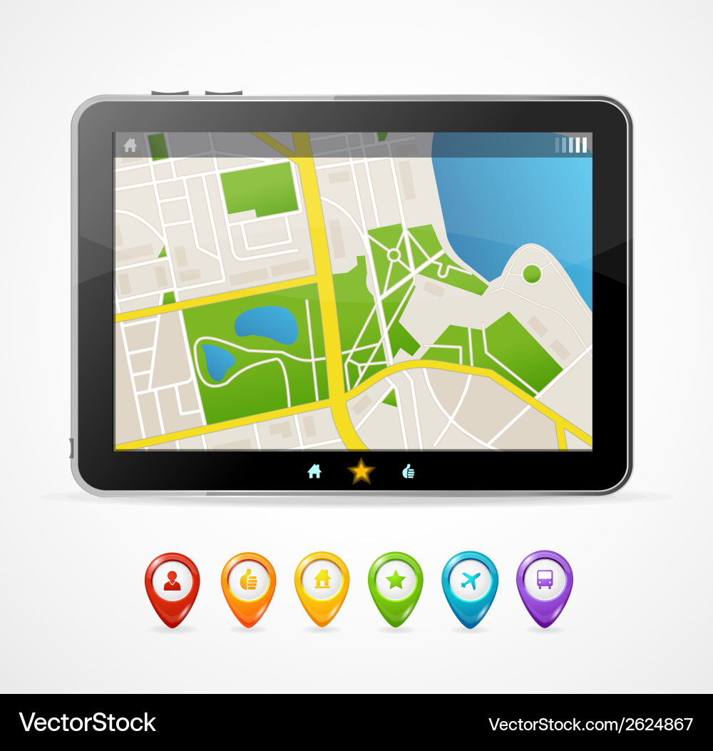 Tablet Map Navigation Icons vector image