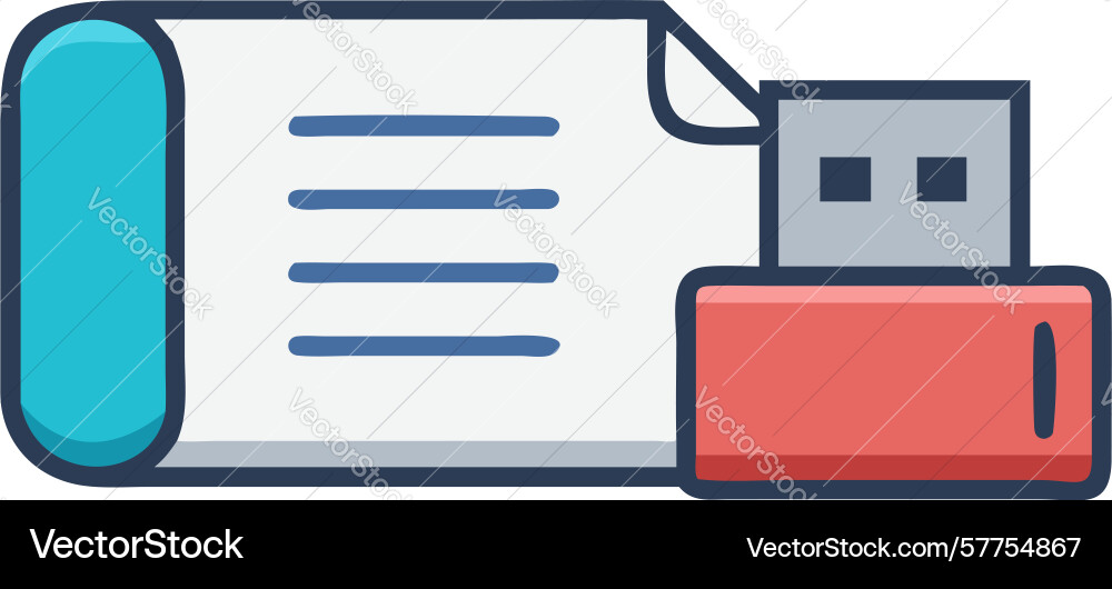 Usb document icon portable file access transfer vector image