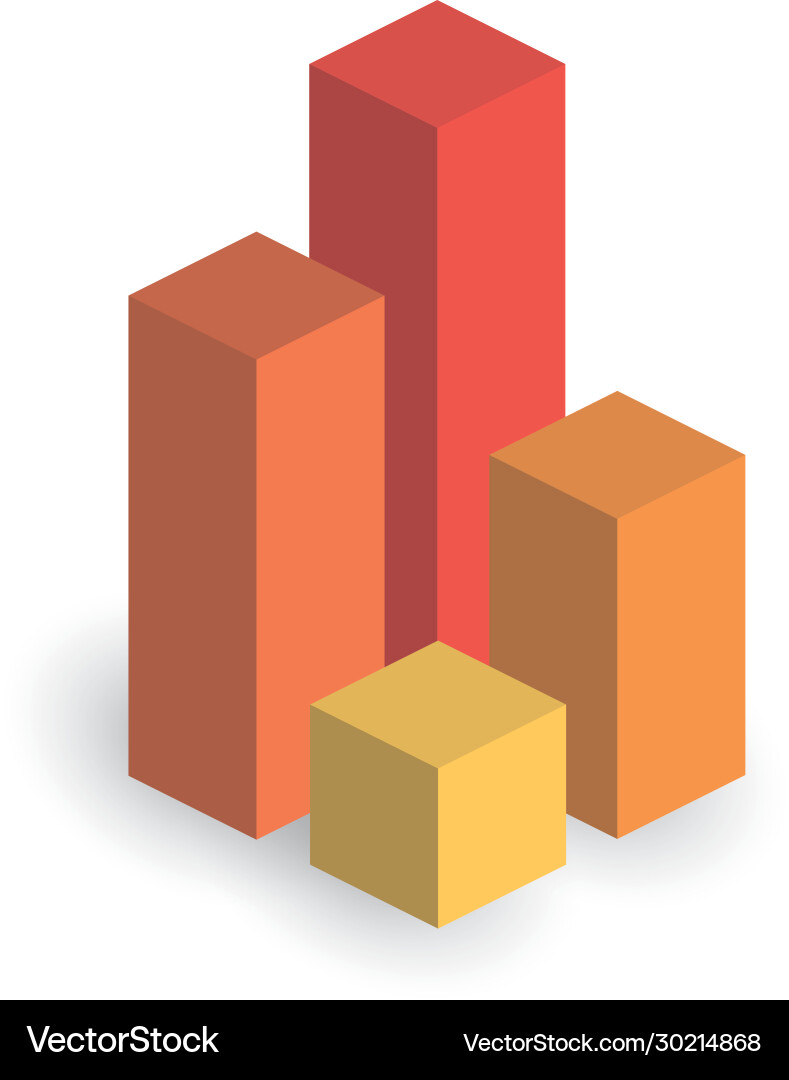 Bar chart 4 growing columns 3d isometric Bar chart 4 growing columns 3d isometric vector image