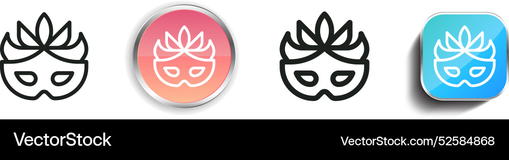Carnival mask icon thin linear regular and button vector image