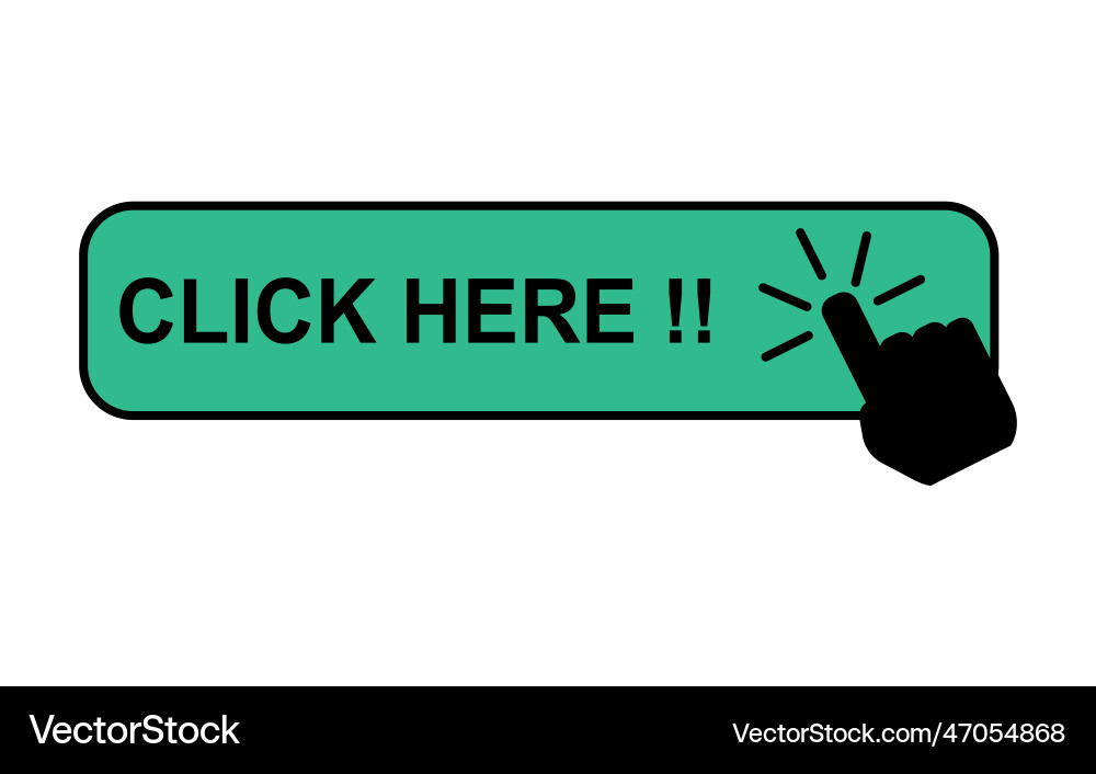 Click here web button internet flat pointer Click here web button internet flat pointer vector image