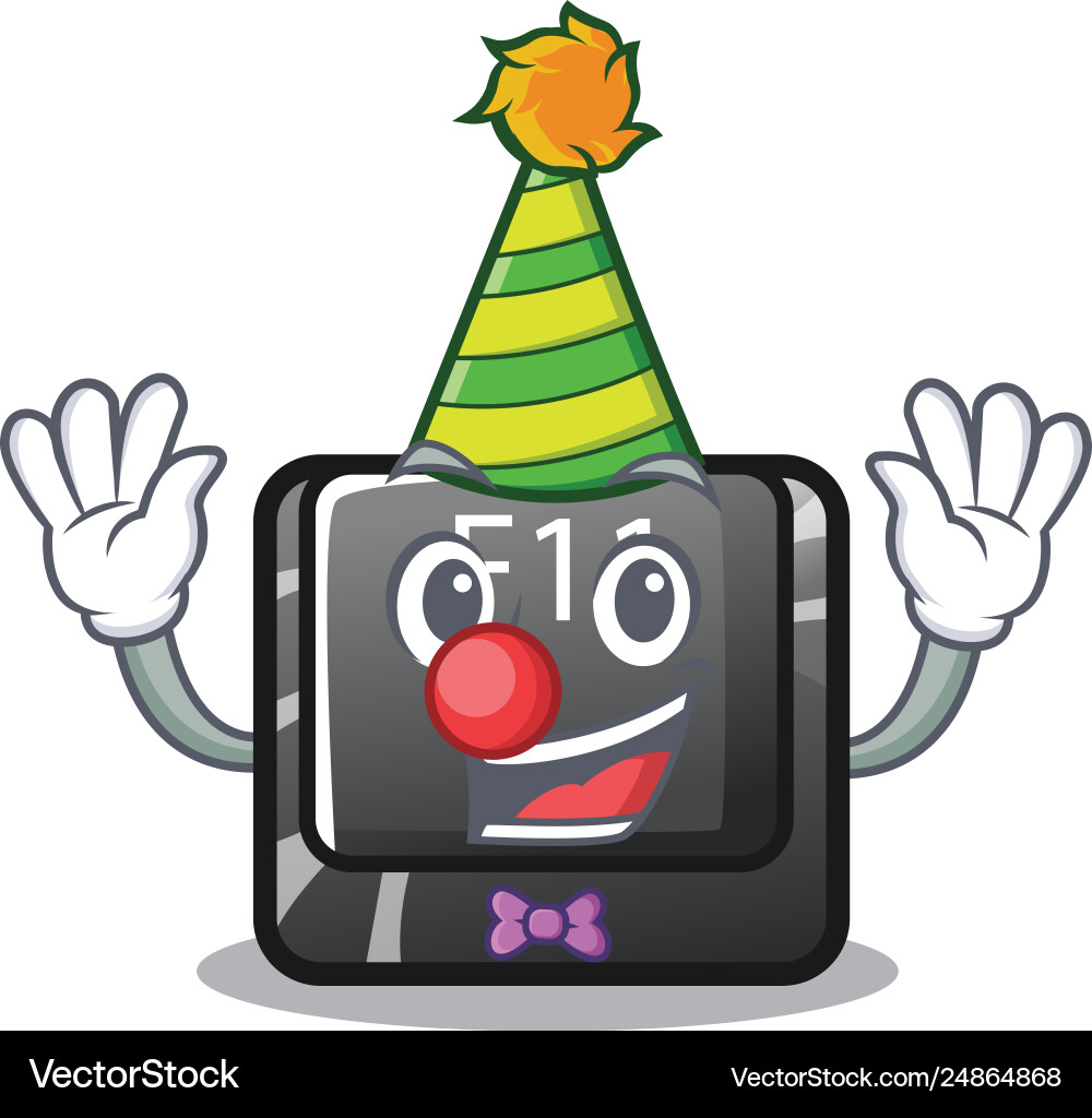 Clown button f11 on a cartoon computer vector image
