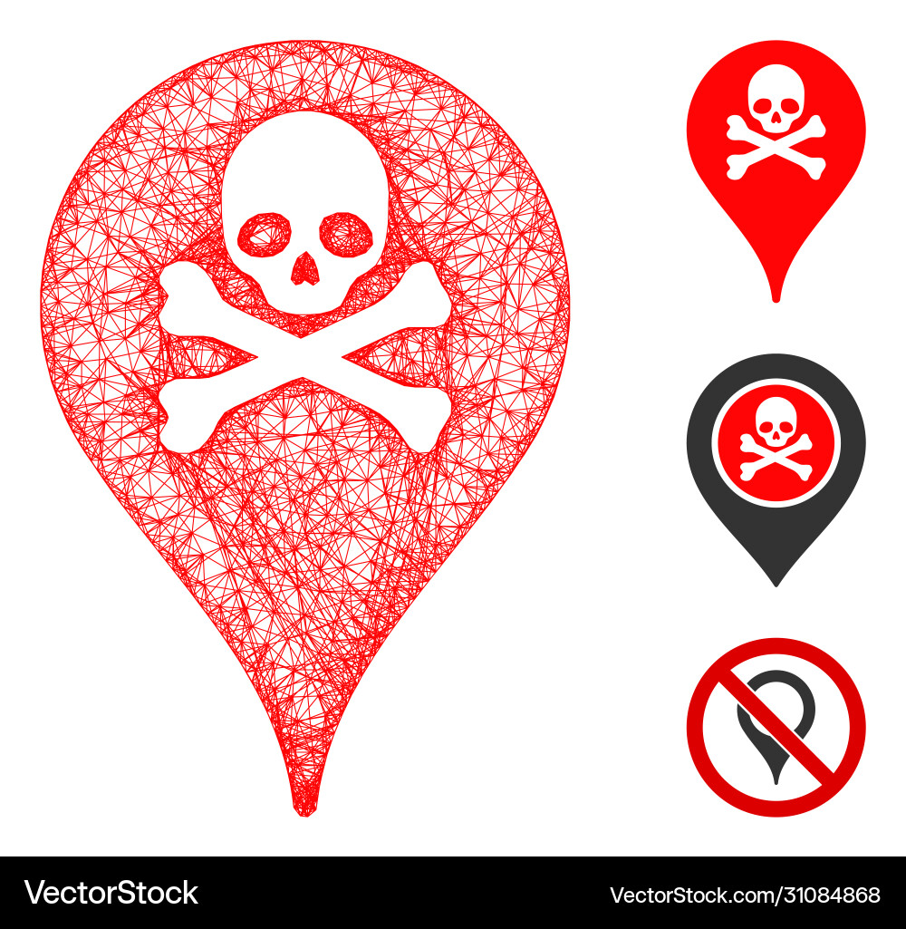 Danger zone map marker polygonal web mesh Danger zone map marker polygonal web mesh vector image