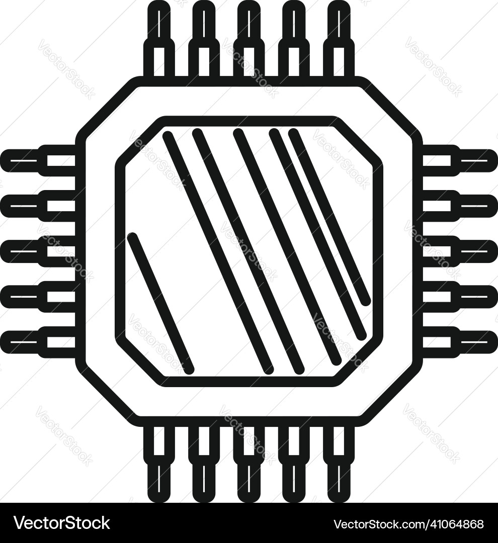 Data cpu icon outline digital computer Data cpu icon outline digital computer vector image