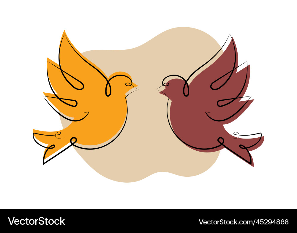 Doves line drawing minimal style minimalist Vector Image