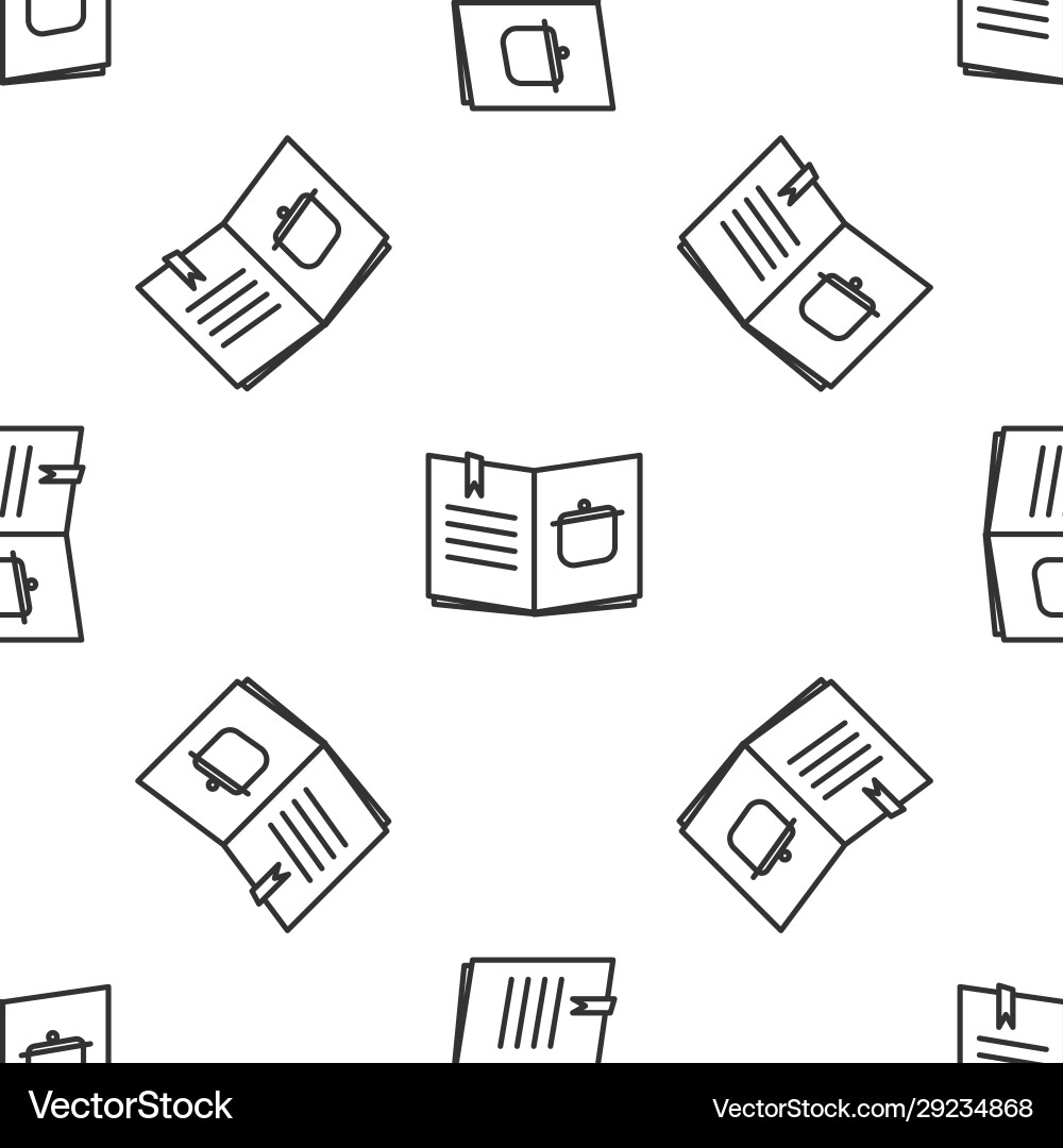 Grey line cookbook icon isolated seamless pattern Grey line cookbook icon isolated seamless pattern vector image
