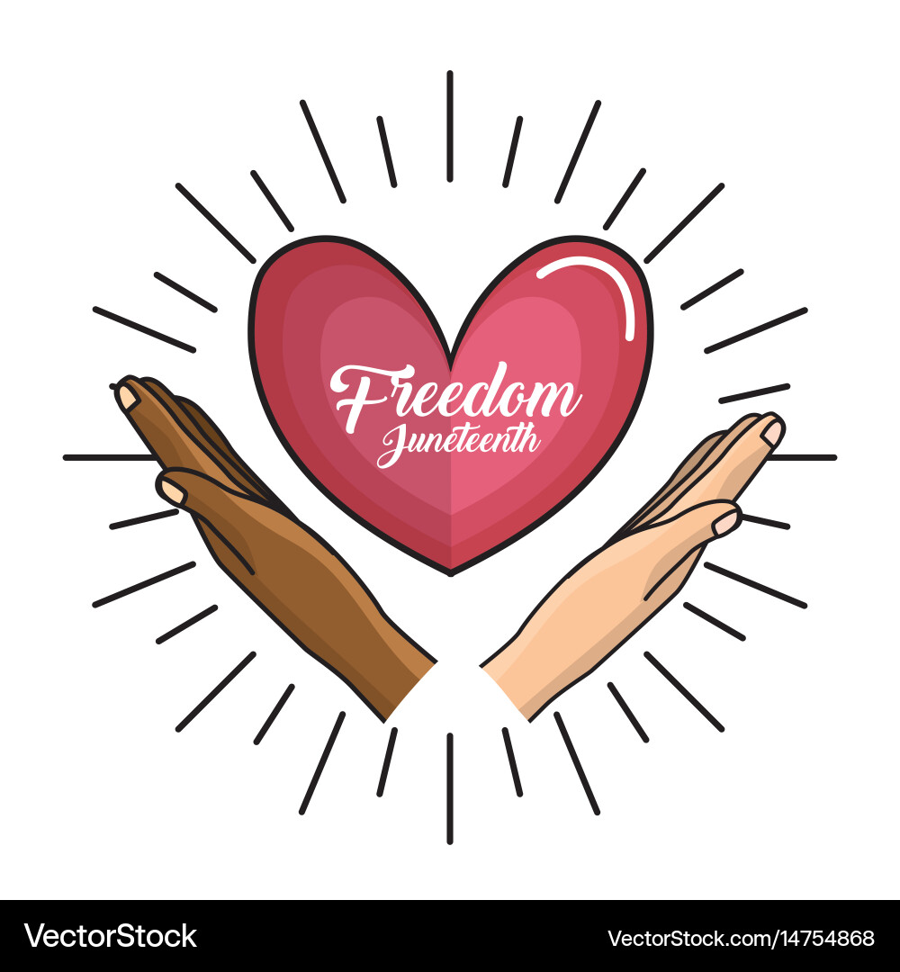 Hands and heart with freedom juneteenth message Vector Image