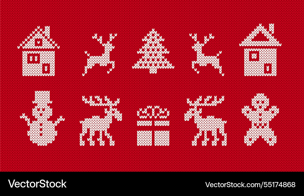 Knitted xmas elements christmas ugly seamless Knitted xmas elements christmas ugly seamless vector image
