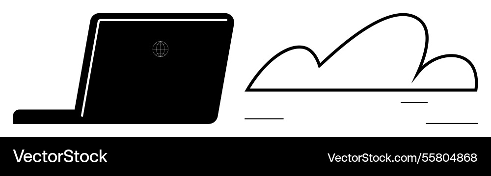 Laptop and cloud connection representing data Laptop and cloud connection representing data vector image