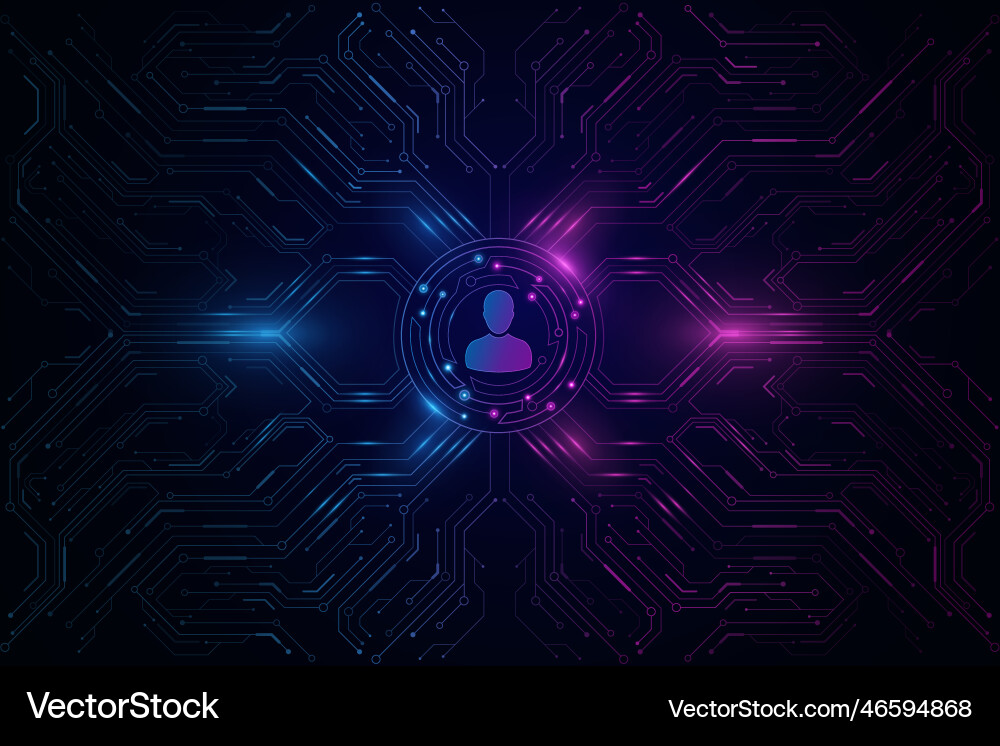 Modern user interface with glowing cpu board Modern user interface with glowing cpu board Vector Image