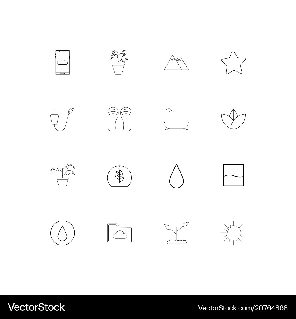 Nature linear thin icons set outlined simple Vector Image