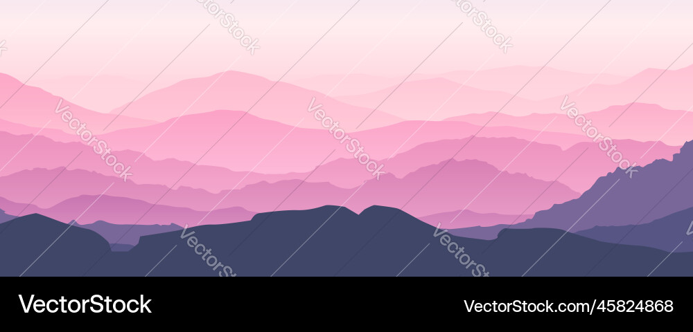 Pink color layer design landscape at sunset Vector Image