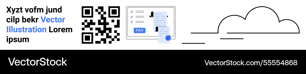 Qr-Code-Dokument-Schnittstelle und Cloud-Verbindung Qr-Code-Dokument-Schnittstelle und Cloud-Verbindung Vektorbild