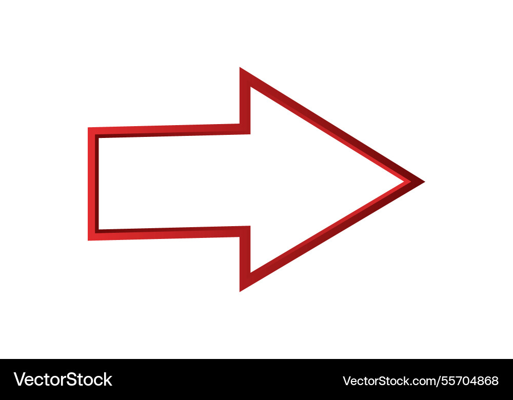 Red outlined arrow pointing right for navigation vector image