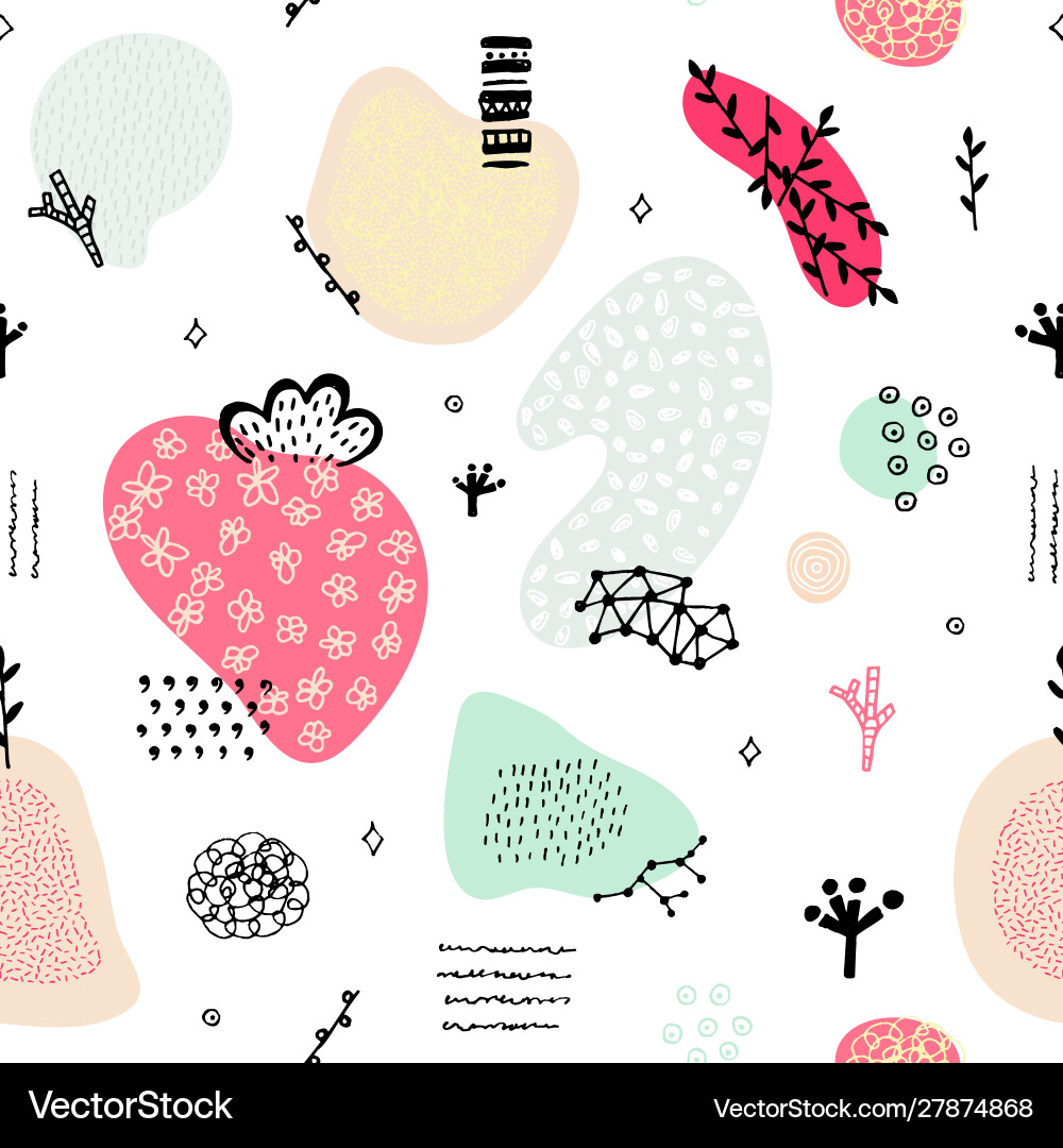 Seamless pattern with hand drawn abstract Vector Image
