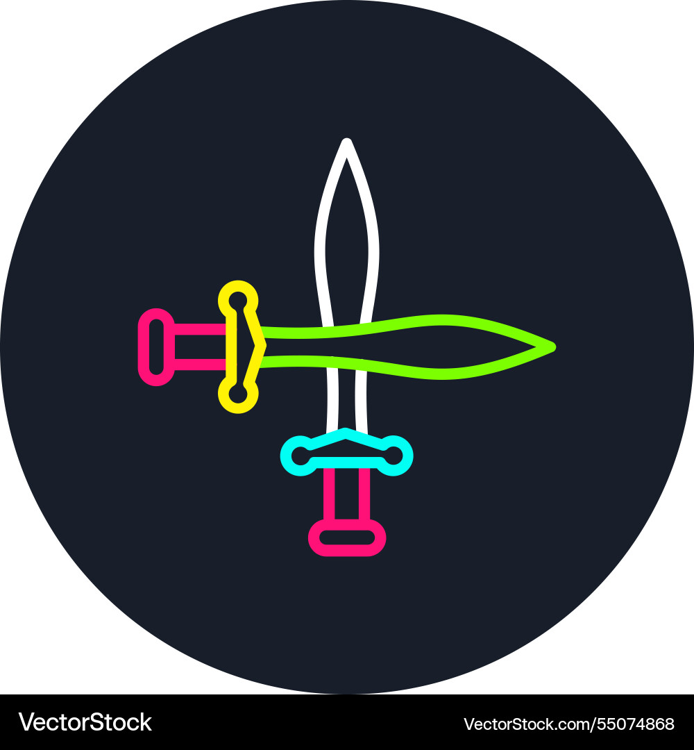 Sword line multi color icon Vector Image