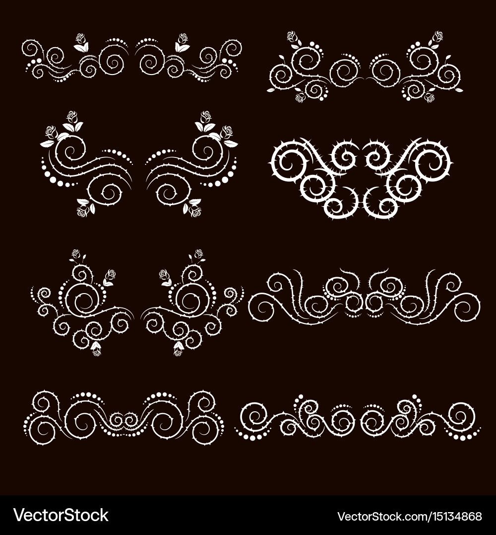 Vintage frames and scroll elements vector image