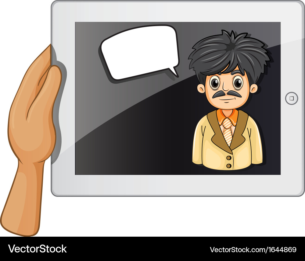 A man inside gadget with rectangular callout vector image