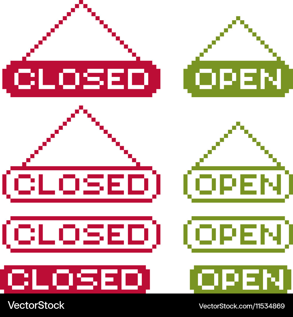 Closed and open pixel icons isolated collection Vector Image