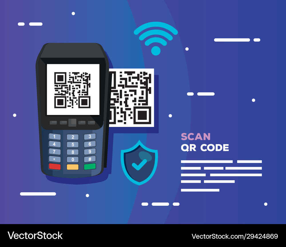 Dataphone mit Scancode qr und Icons vektorbild