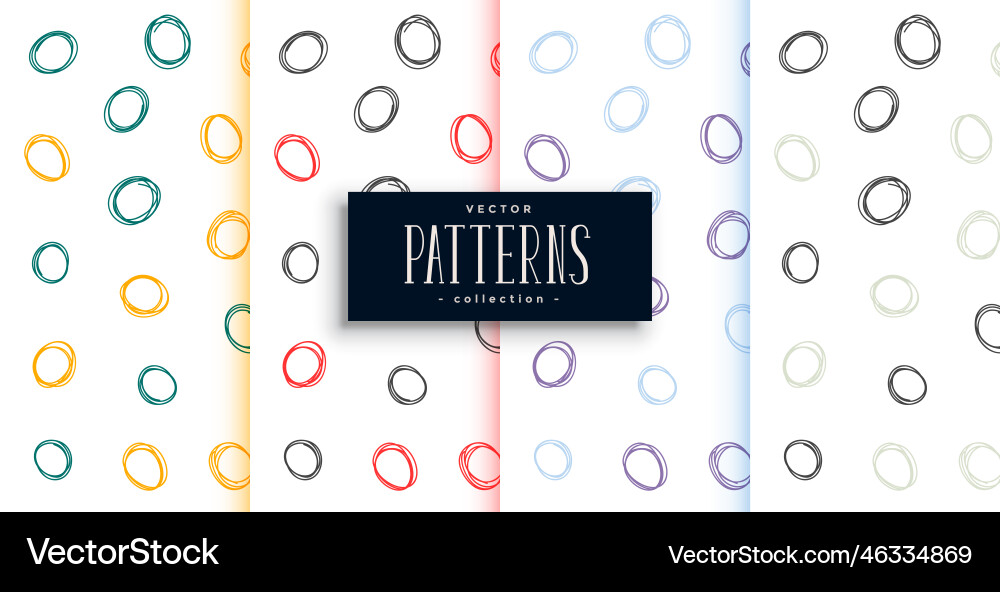 Doodle circles abstract patterns set of four vector image