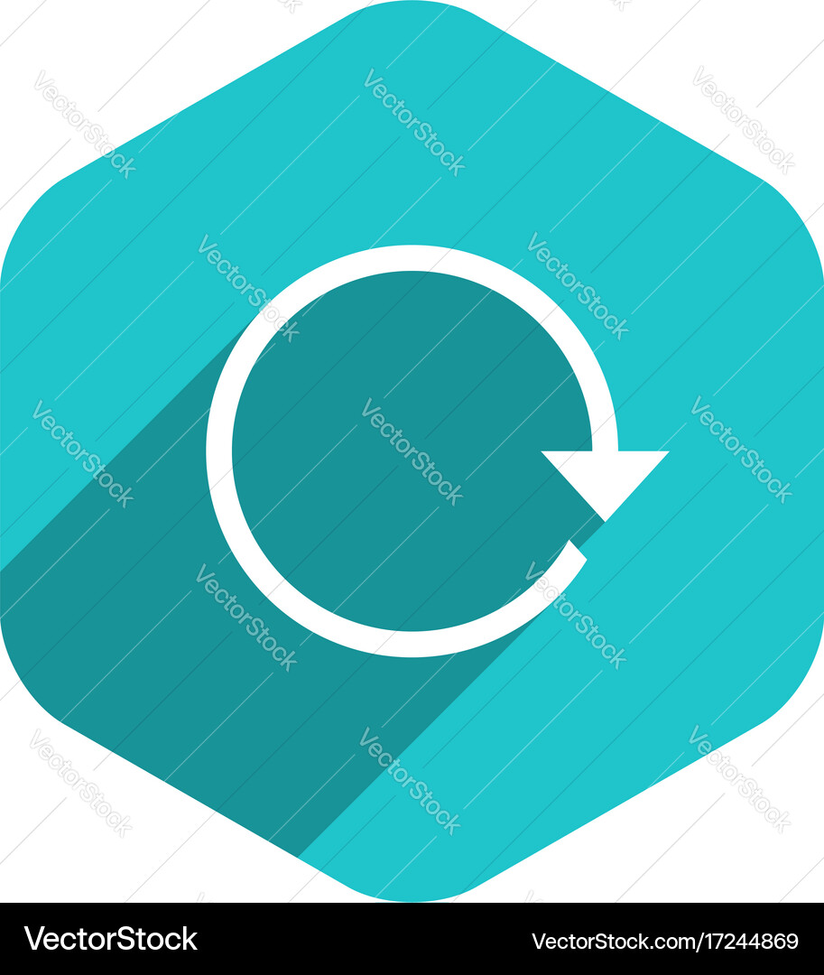 Flat arrow sign reload icon hexagon button Vector Image