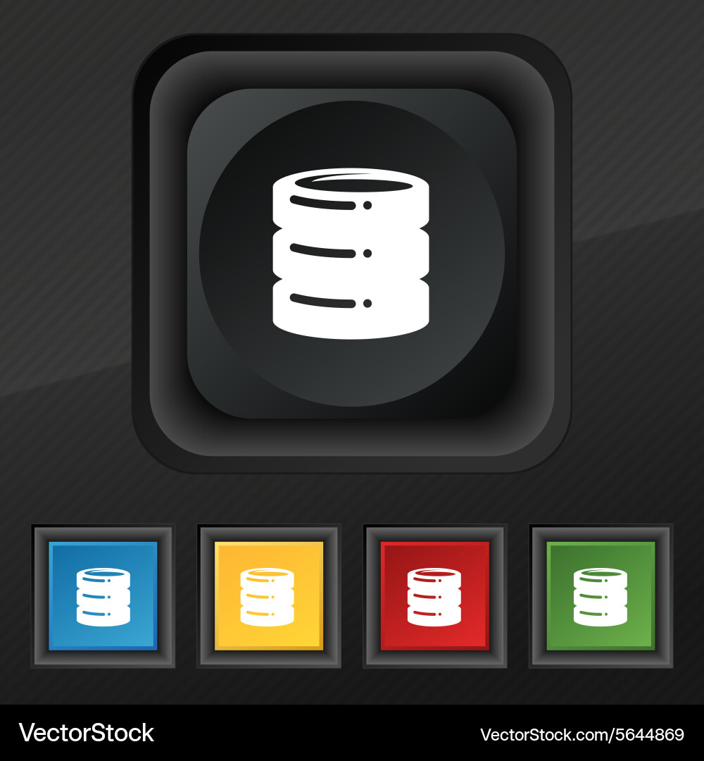 Hard disk date base icon symbol set of five vector image