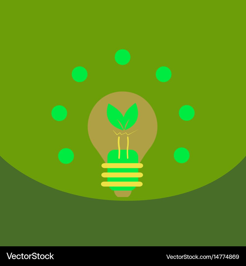 Light save planet on ecology style lamp with leaf vector image