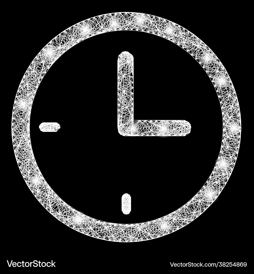 Net clock web mesh with bright flares Net clock web mesh with bright flares vector image