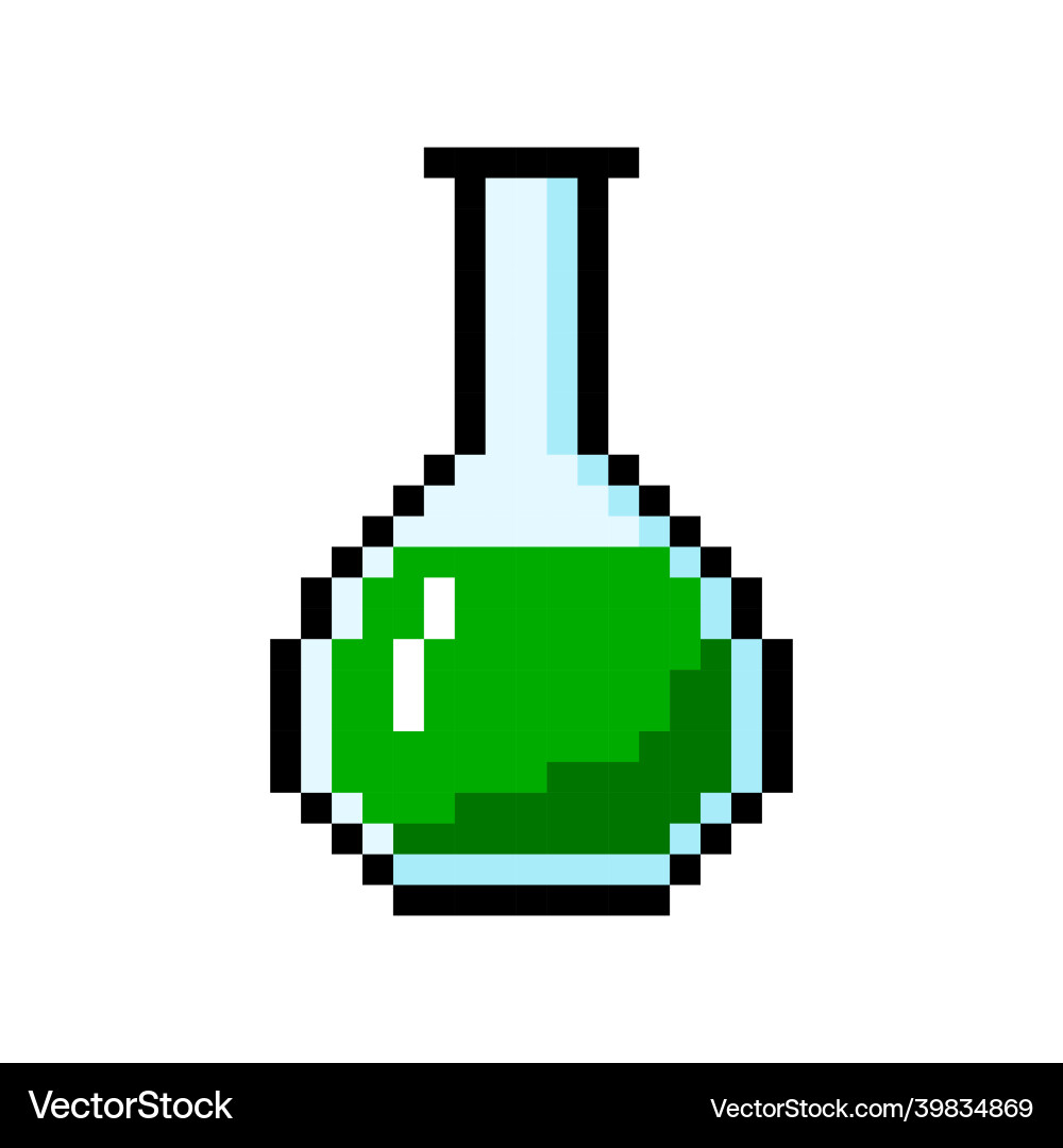 Pixel bottle with witchcraft potion game elixir Vector Image