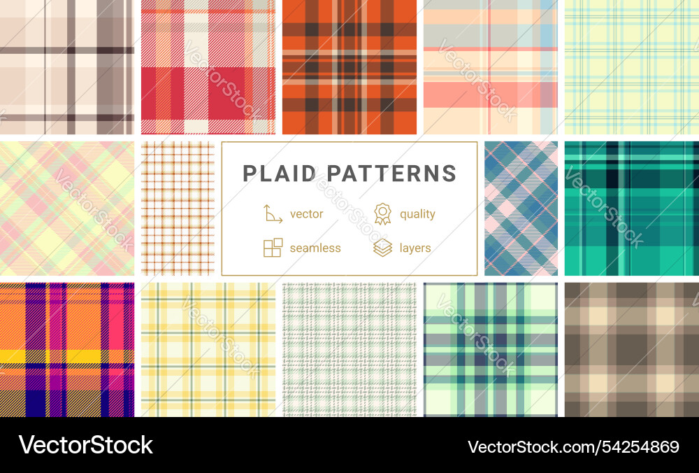 Rustic plaid textile patterns featuring checkered Rustic plaid textile patterns featuring checkered vector image